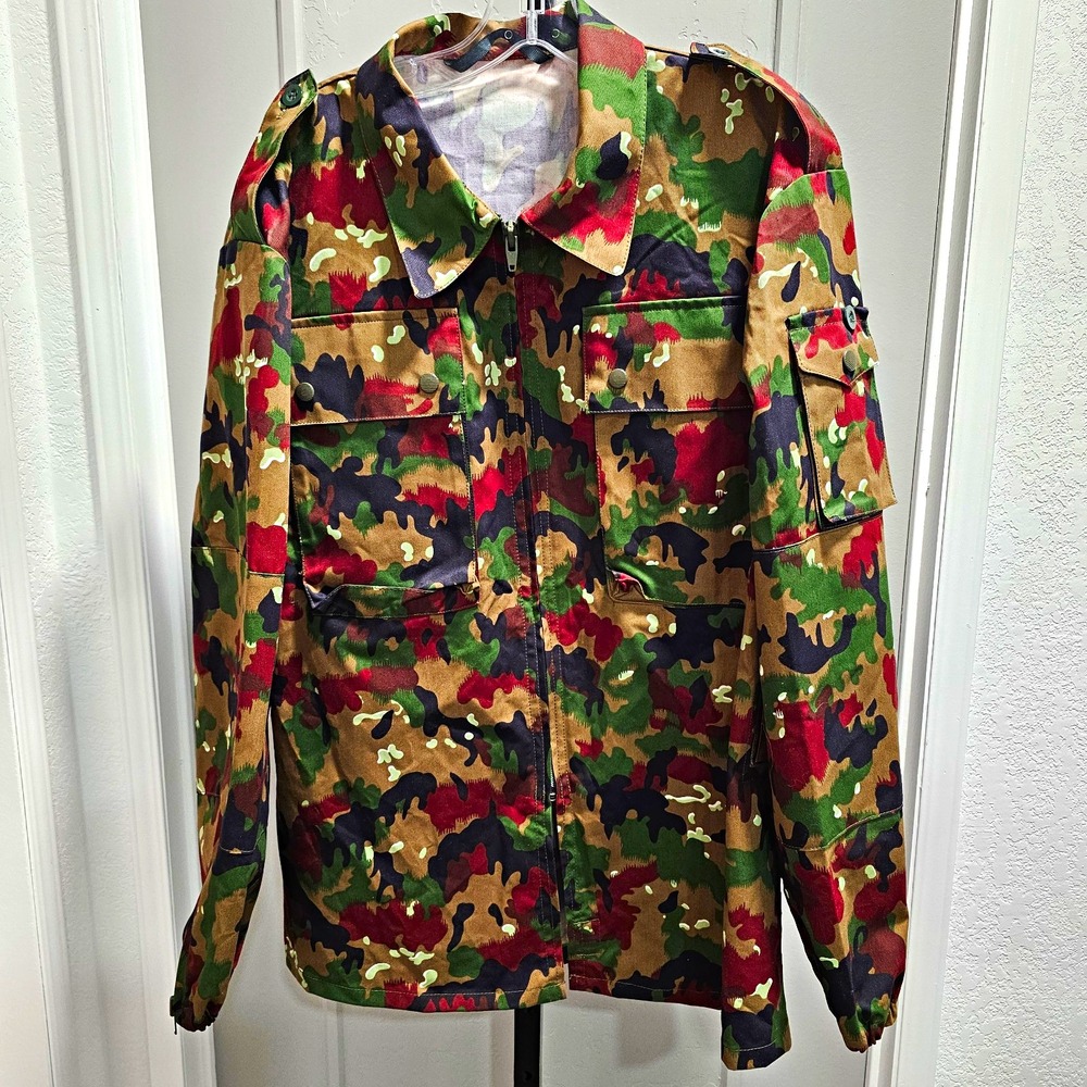 Vintage Swiss Army SCHILD Alpenflage Camo Field Jacket Shirt Sz 52 NWOT